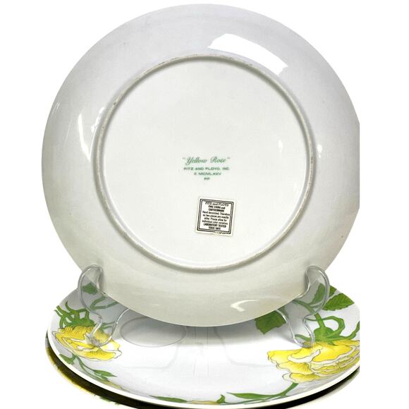 Fitz & Floyd Japan 1975-1980 Retired 'Yellow Rose' 9 1/8" Snack Plates-Set of 3 - Picture 7 of 8